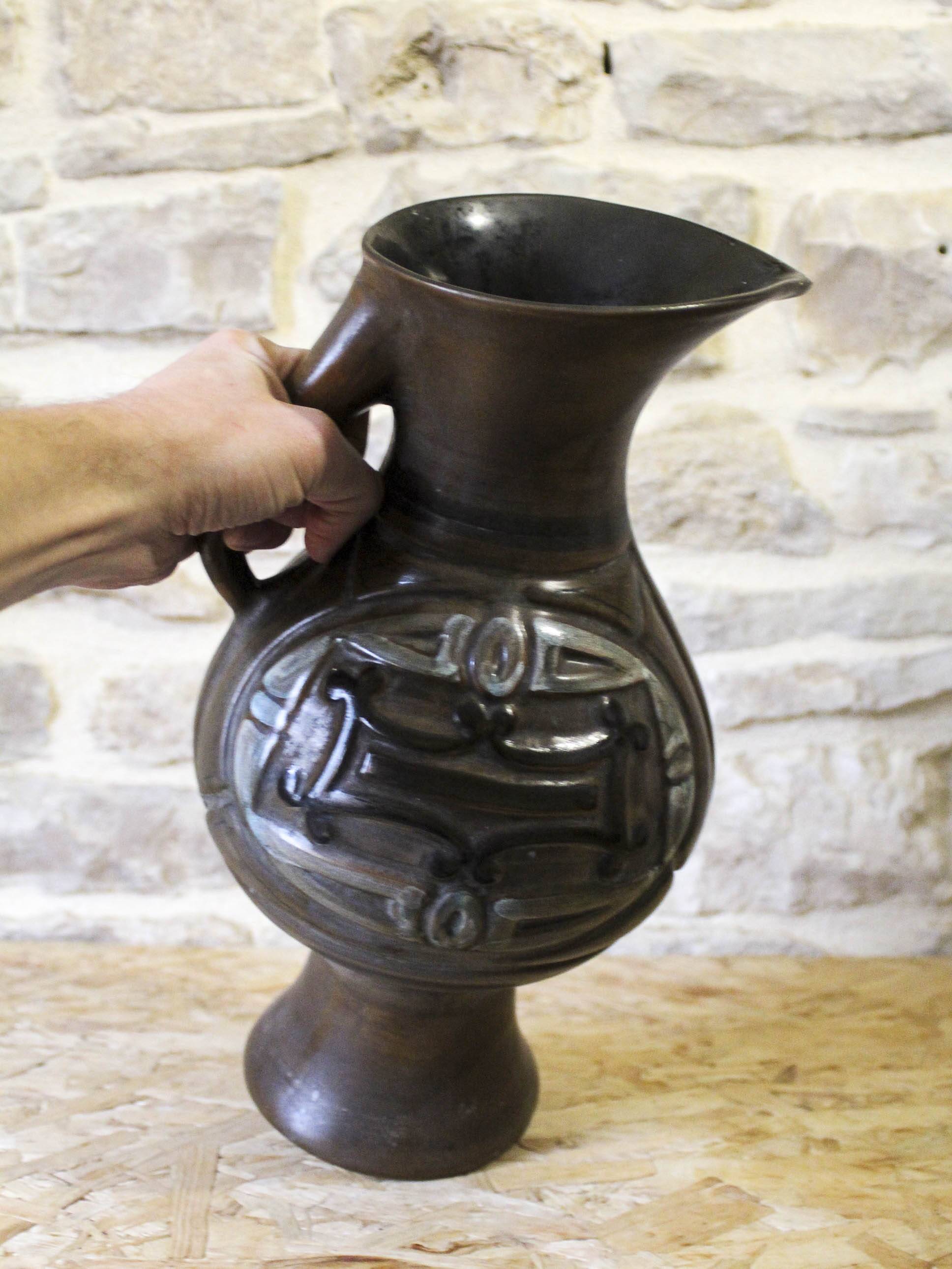 Ceramic vase pitcher by Jean de Lespinasse
