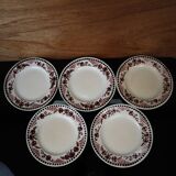 5 Assiettes plates Terre de Fer modèle "Damas" Moulin des Loups et Hamage