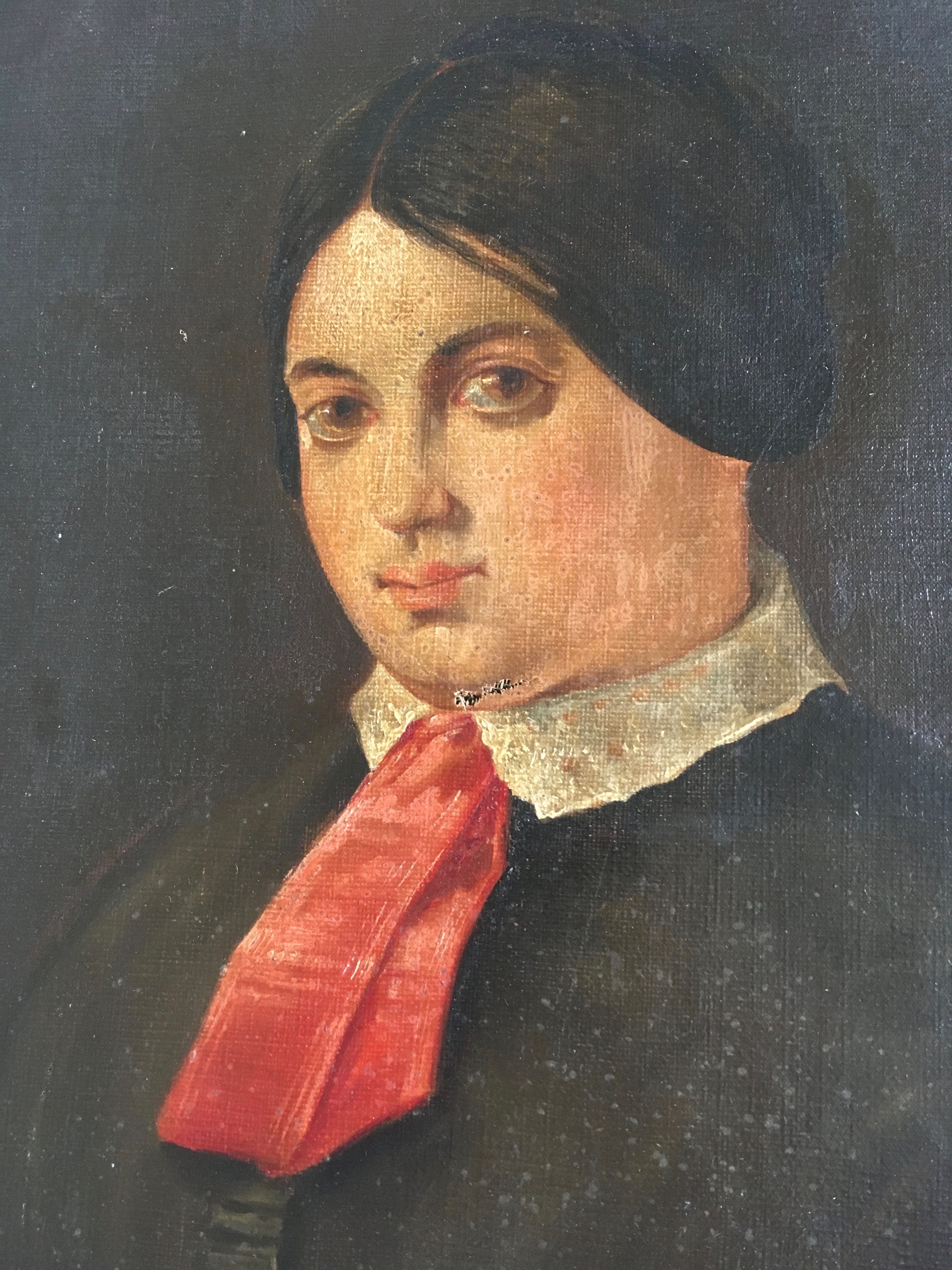 Portrait 19th wife around 1850, oil on canvas