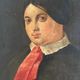 Portrait 19th wife around 1850, oil on canvas