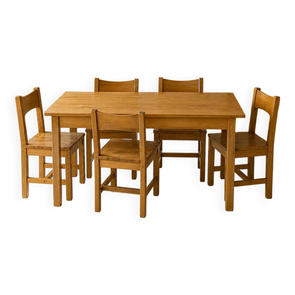 Table et 5 chaises Hongisto – Ilmari Tapiovaara, années 70