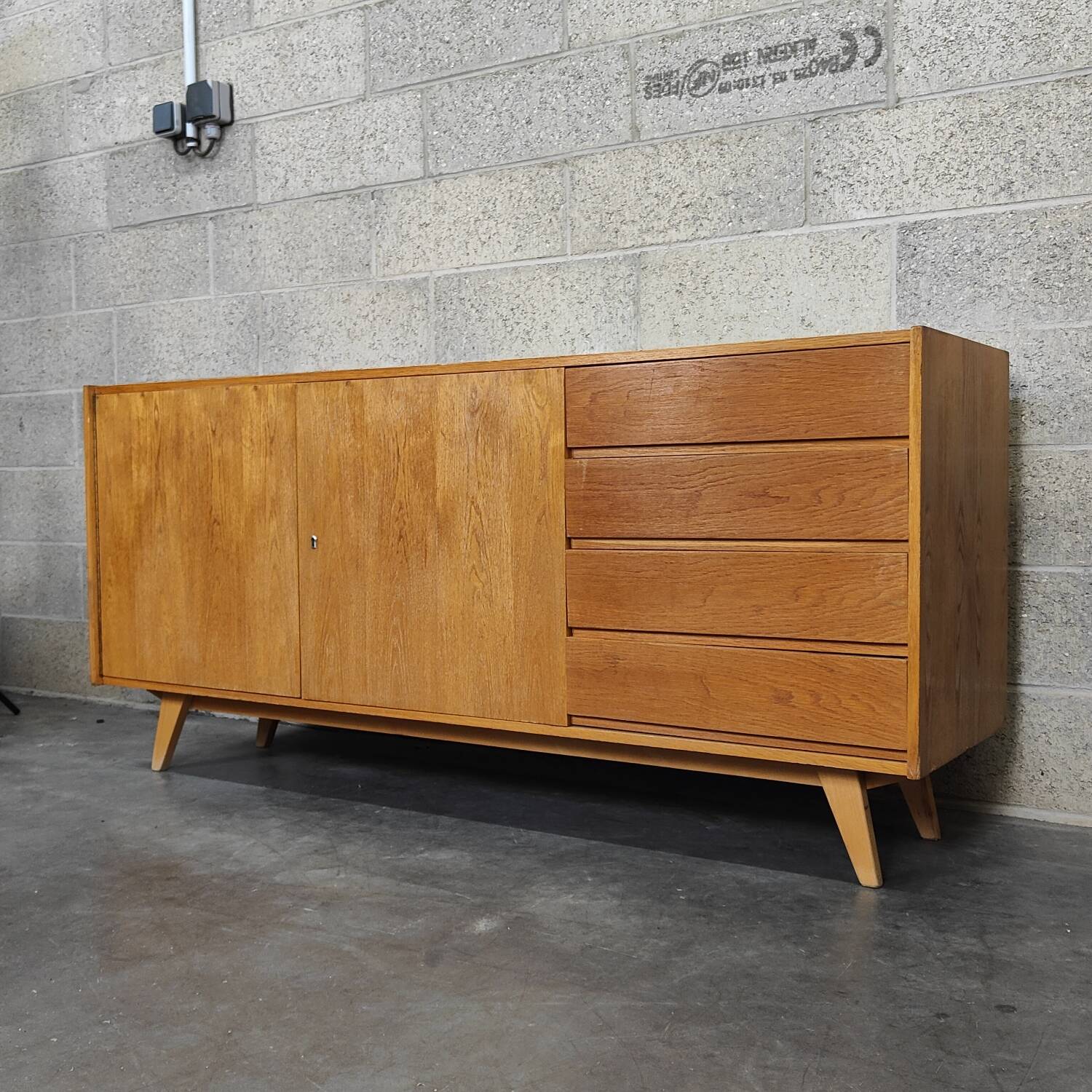 U460 wooden tower sideboard by Jiri Jiroutek for Interier Praha 1960