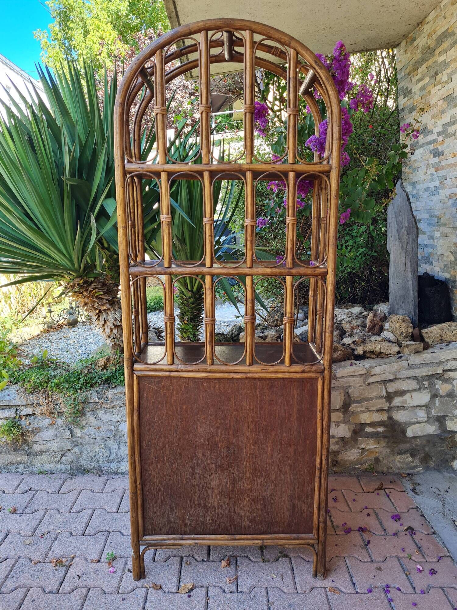 Rattan and canning furniture with vintage shelves