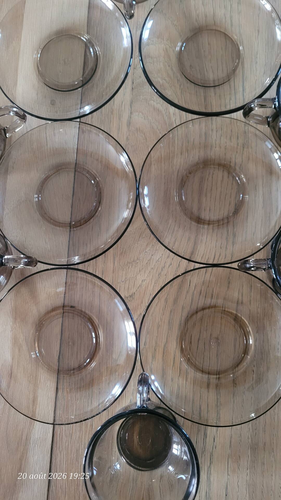 6 cups and saucers in Arcoroc BP glass
