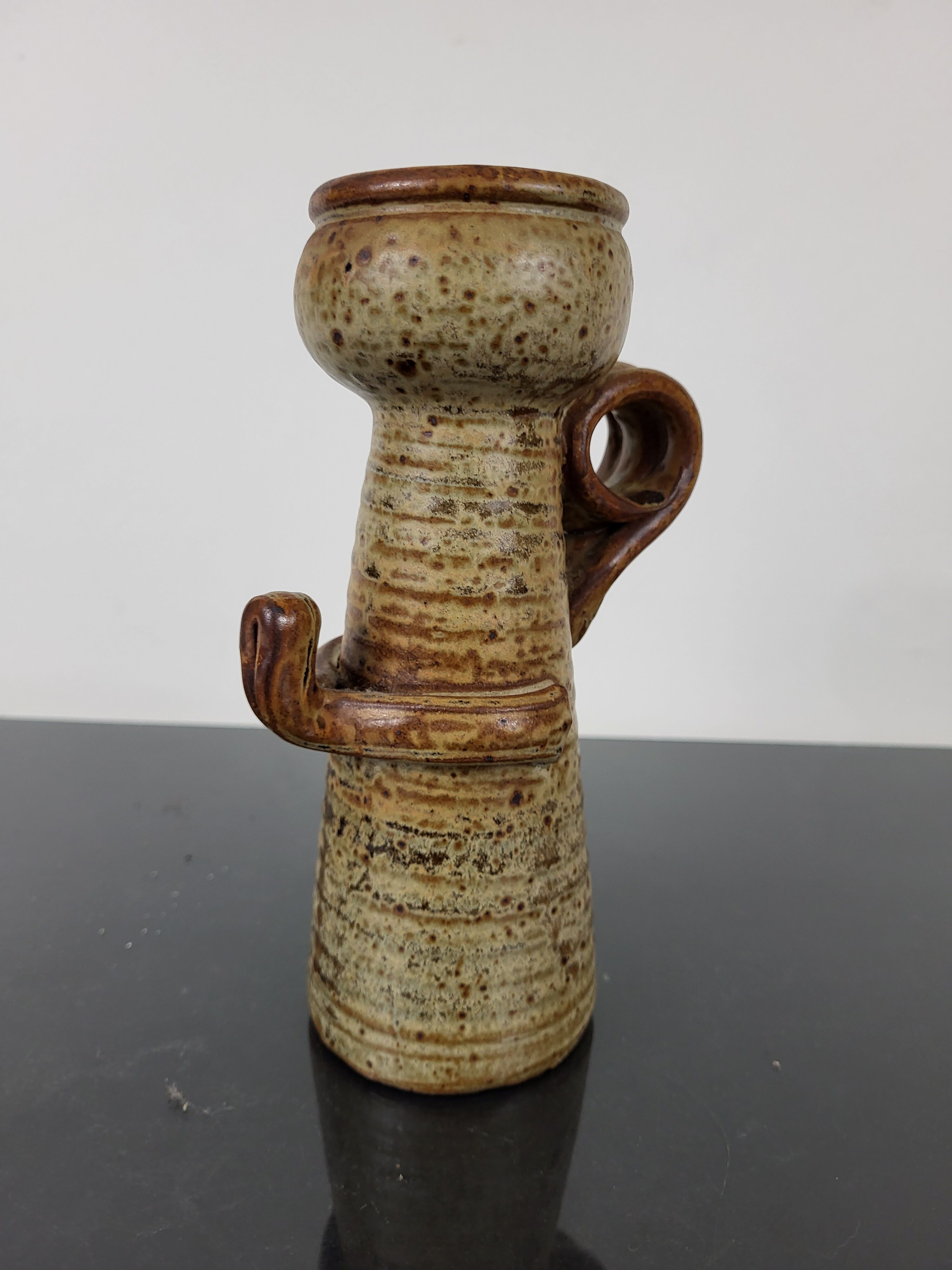 Bougeoir en grès pyrité vintage