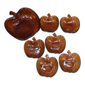 Fruit bowl and its 6 amber bowls from the 70s