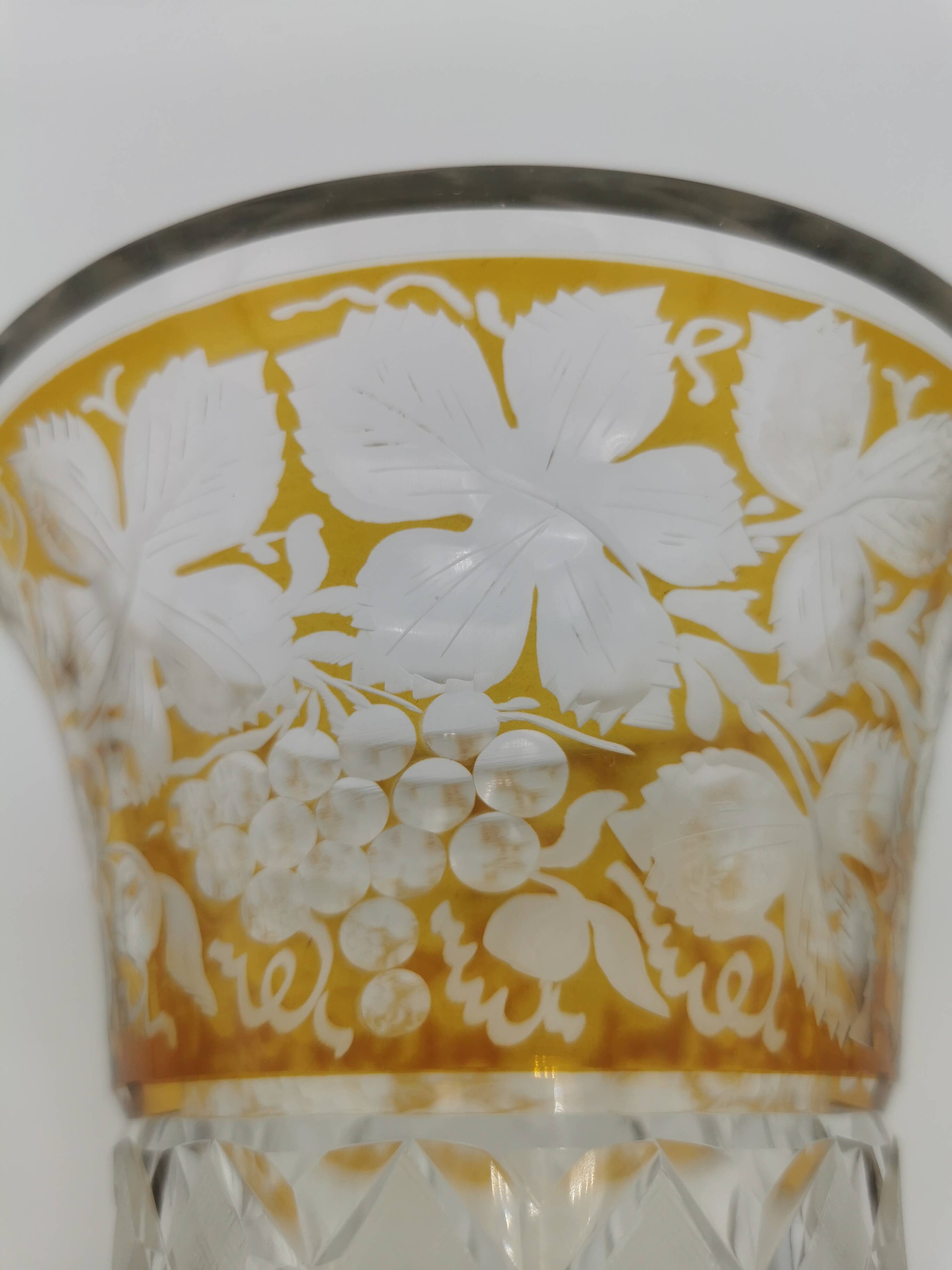 Amber yellow Bohemian crystal vase