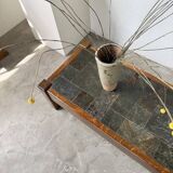 Table basse en chêne et ardoise 1950