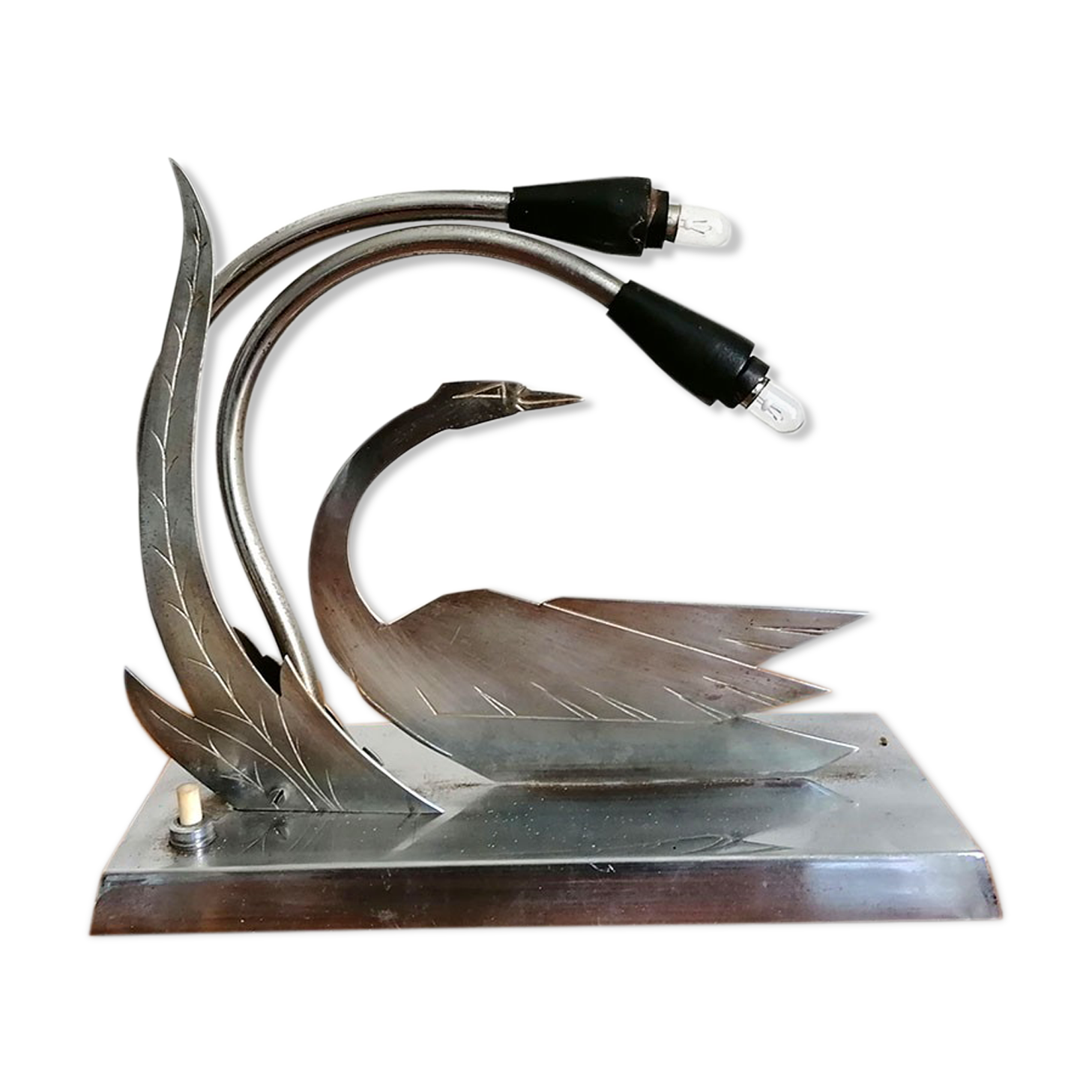 Lamp to lay swan and leaf decoration, 1930-40