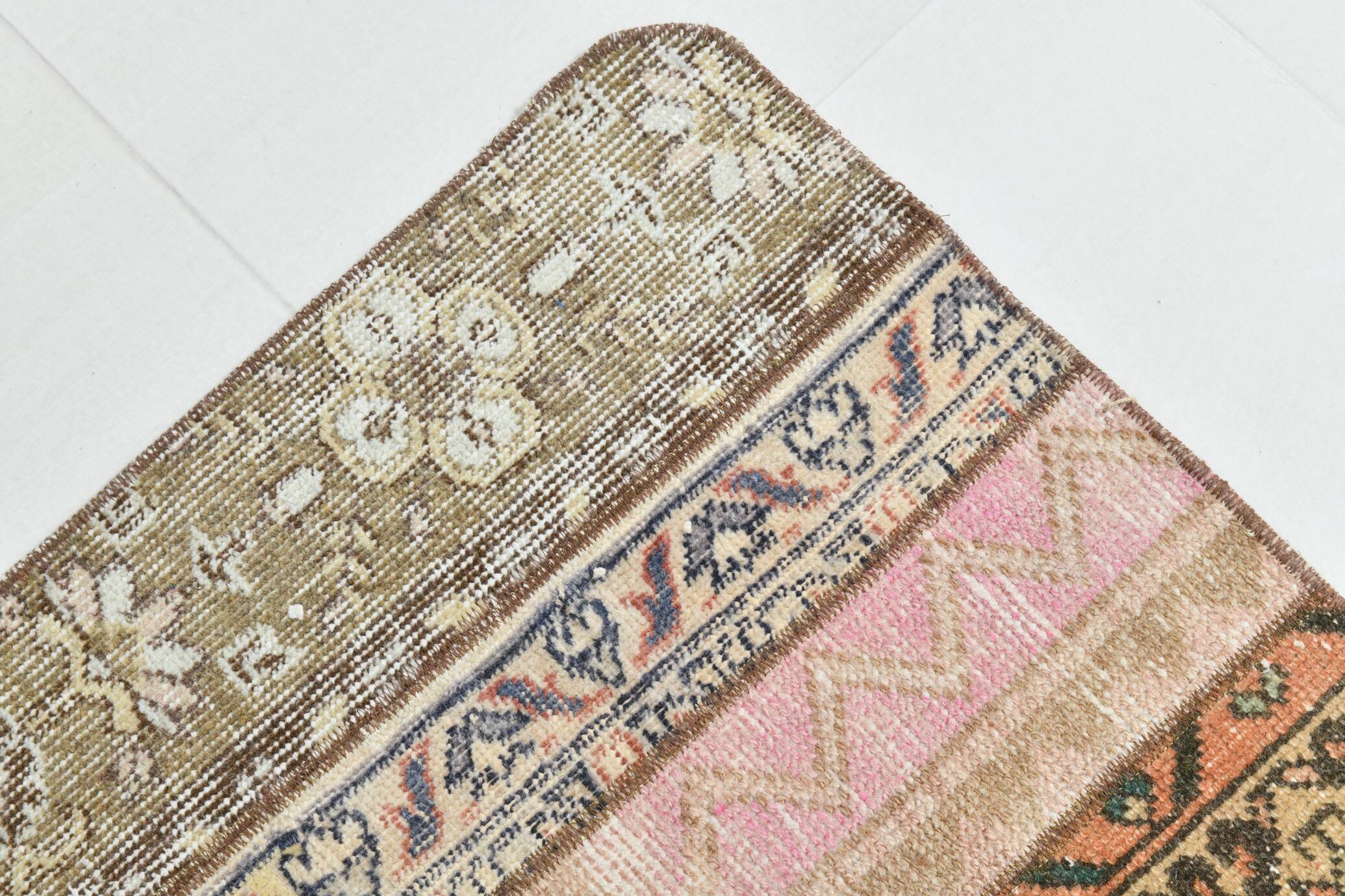 Tapis Runner Vintage Patchwork, Motifs Tribaux, Tons Pastel & Terre, 66x265 cm