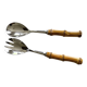 Serving cutlery with bamboo and stainless steel handles