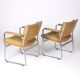 Leather and aluminum armchairs "Karl" by Erik Ekselius, 1960s