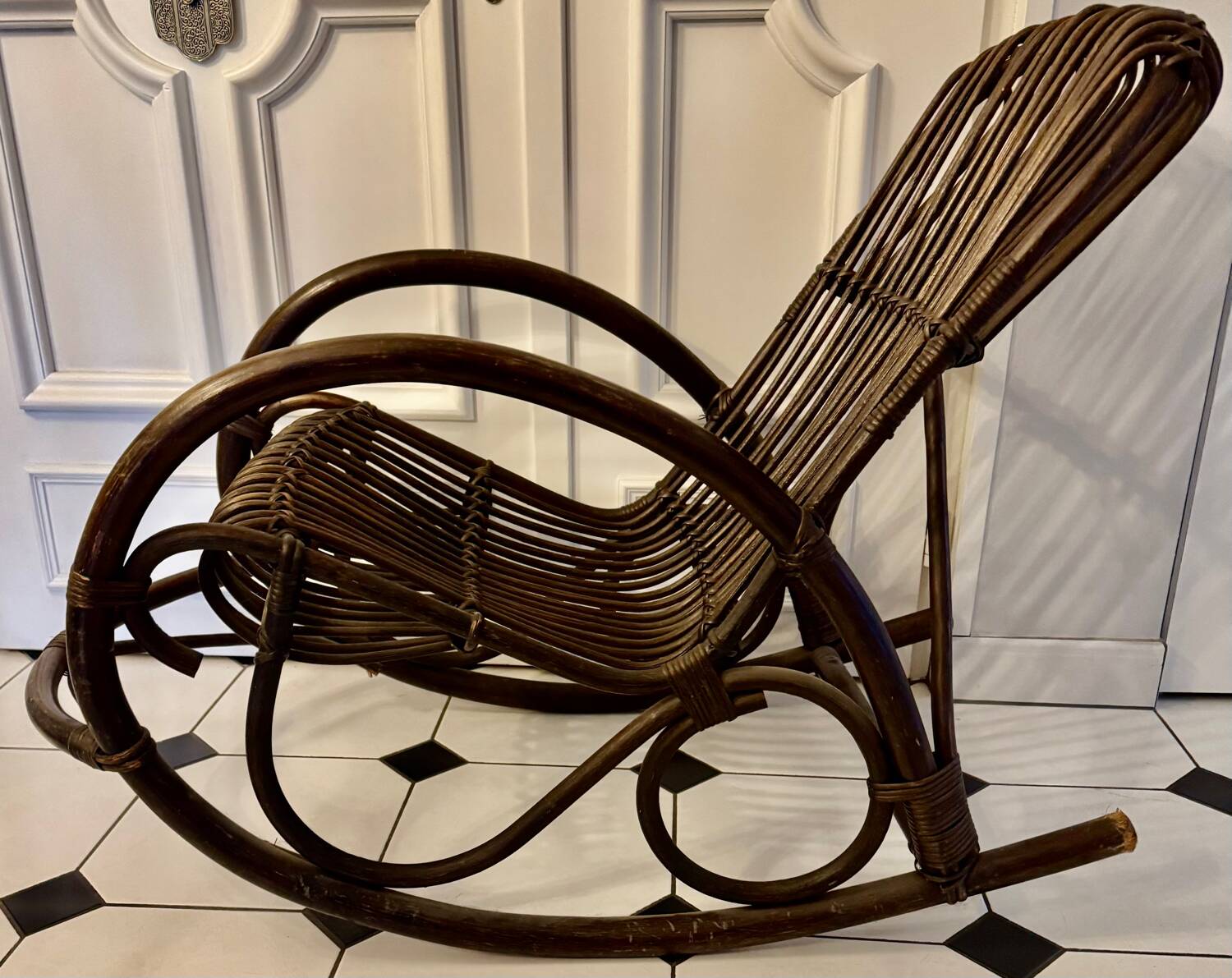 Bamboo and rattan rocking chair