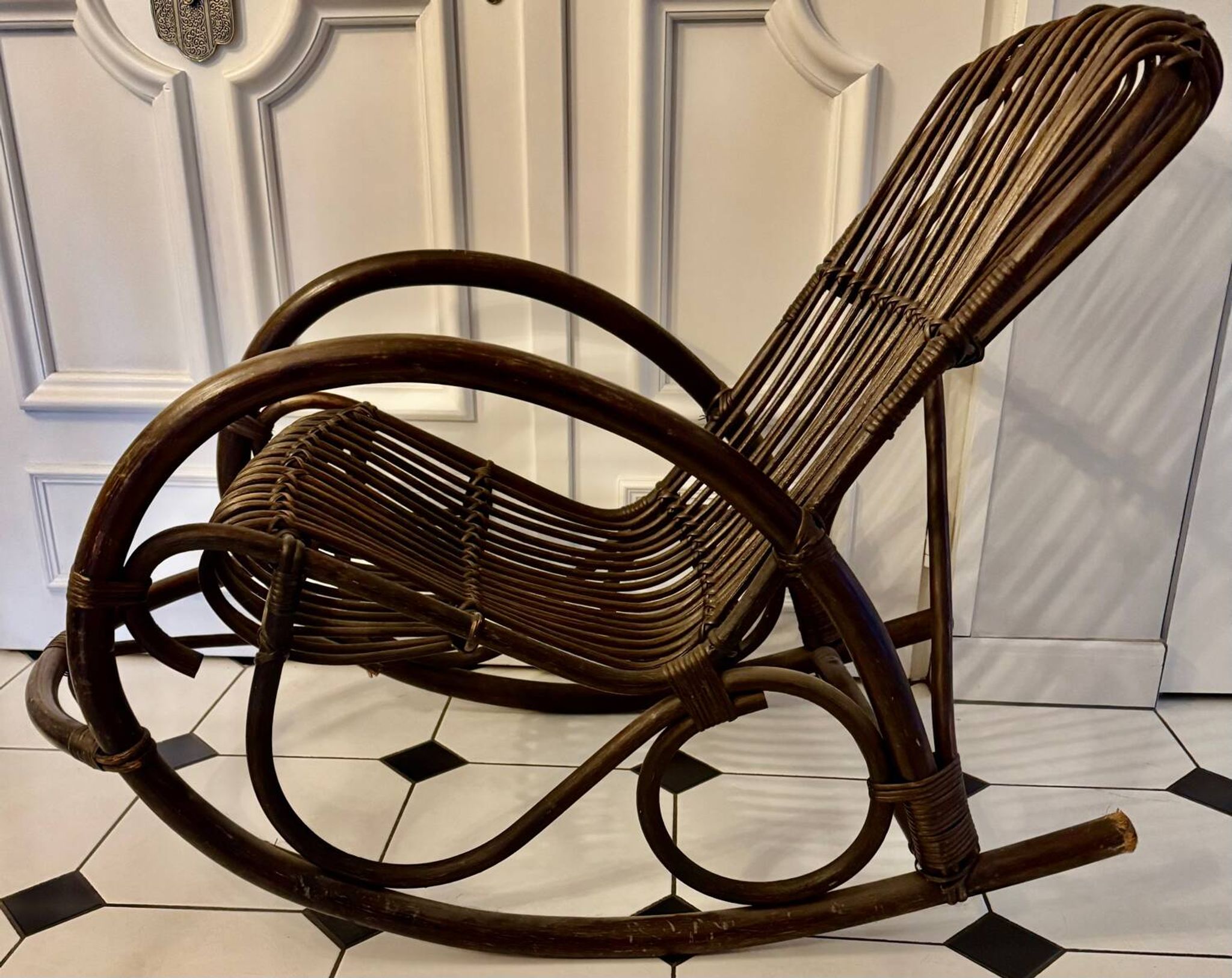 Bamboo and rattan rocking chair