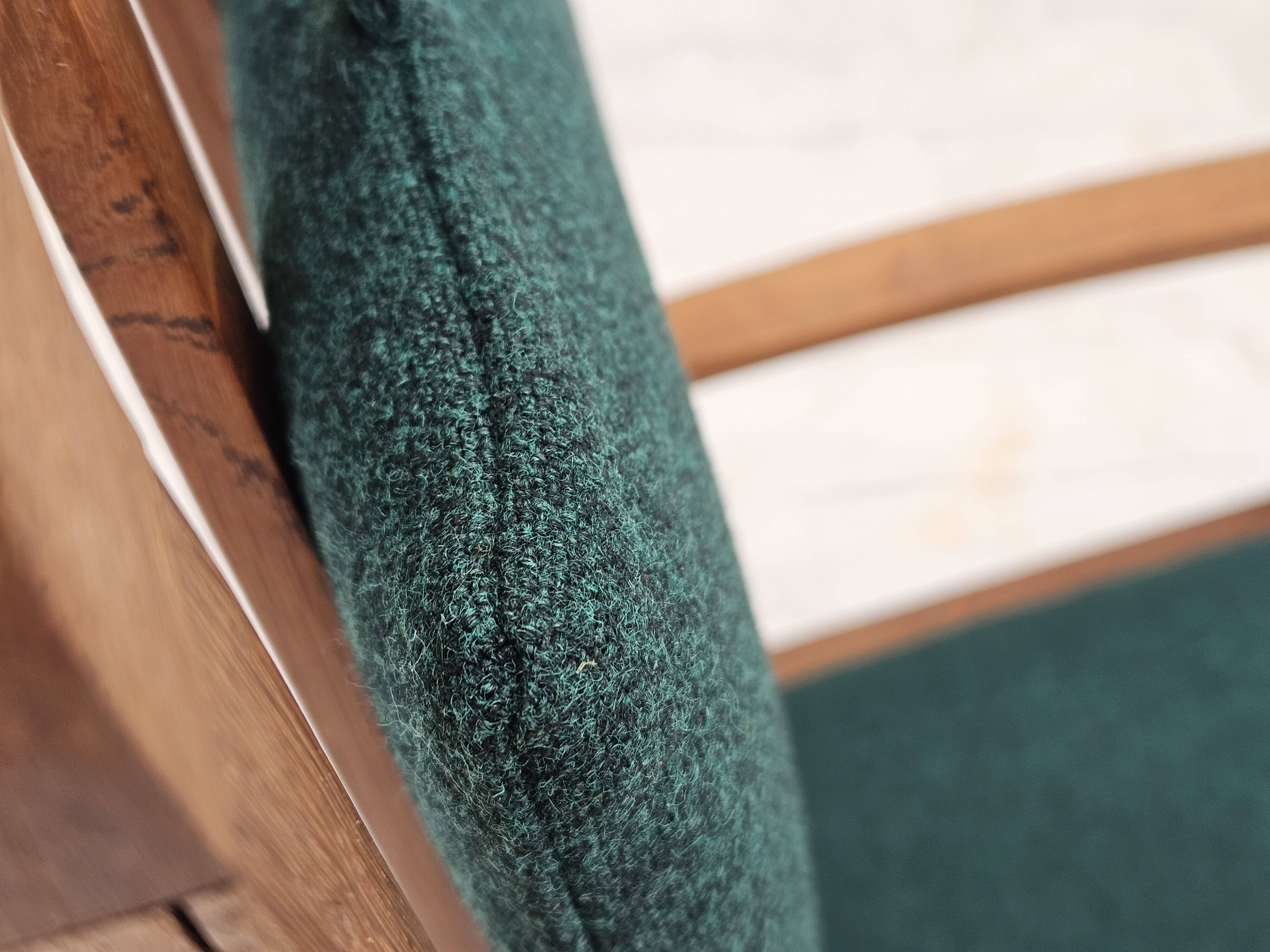 Fauteuil à bascule danois à dossier haut rembourré, laine de meuble kvadrat, années 1950-60,