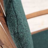 Fauteuil à bascule danois à dossier haut rembourré, laine de meuble kvadrat, années 1950-60,