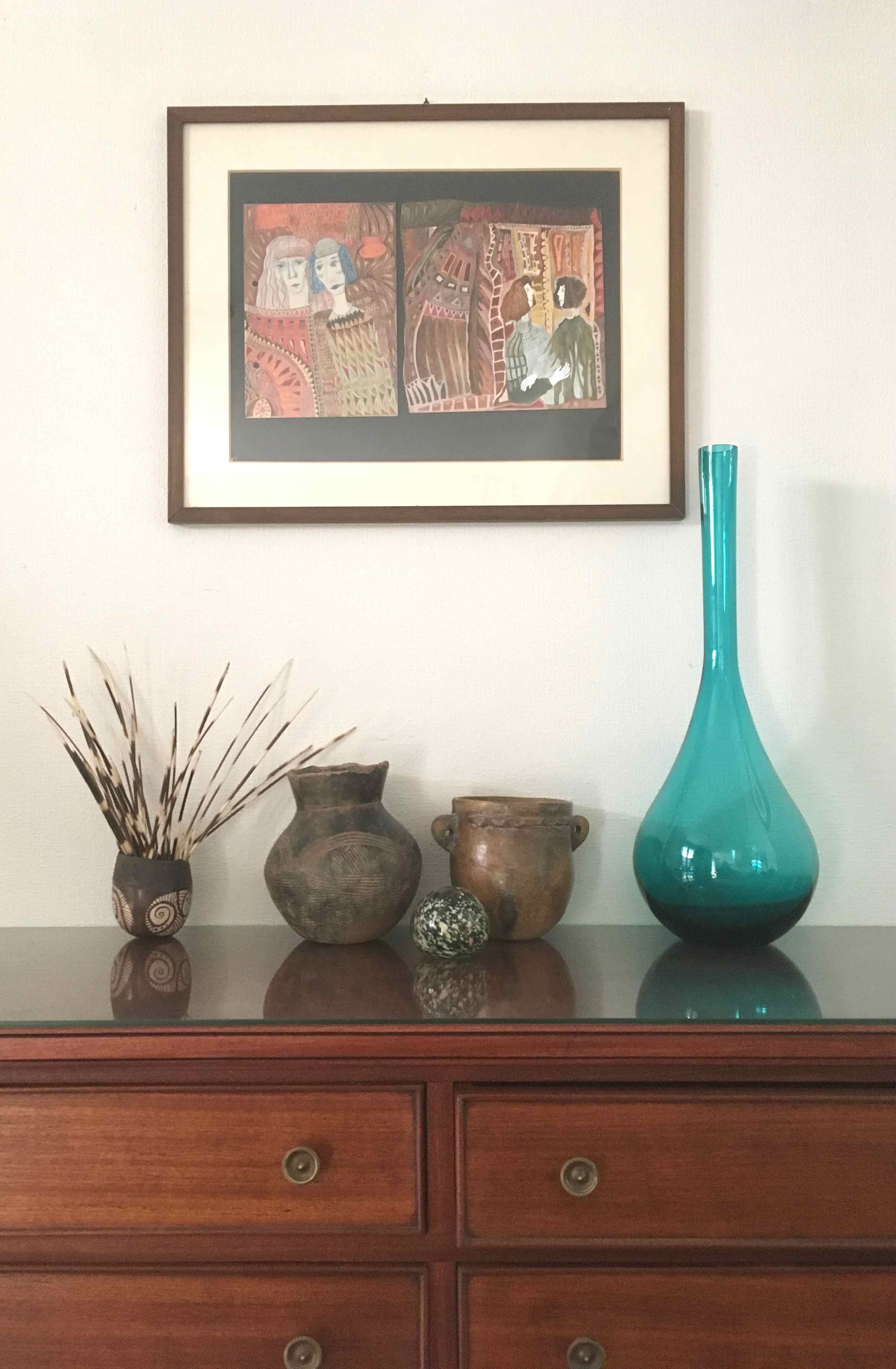 Large blown glass bottle