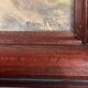 Small landscape painting on hardboard in molded natural wood frame, Monick Renou