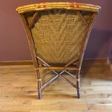 Adult armchair, vintage in rattan and bamboo, Belle Époque style.