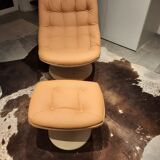 Armchair and ottoman in sky color whyskey by georges-charles van rijck by beaufort in 1970