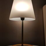 Wooden and metal lamp with plastic lampshade from the 1980s