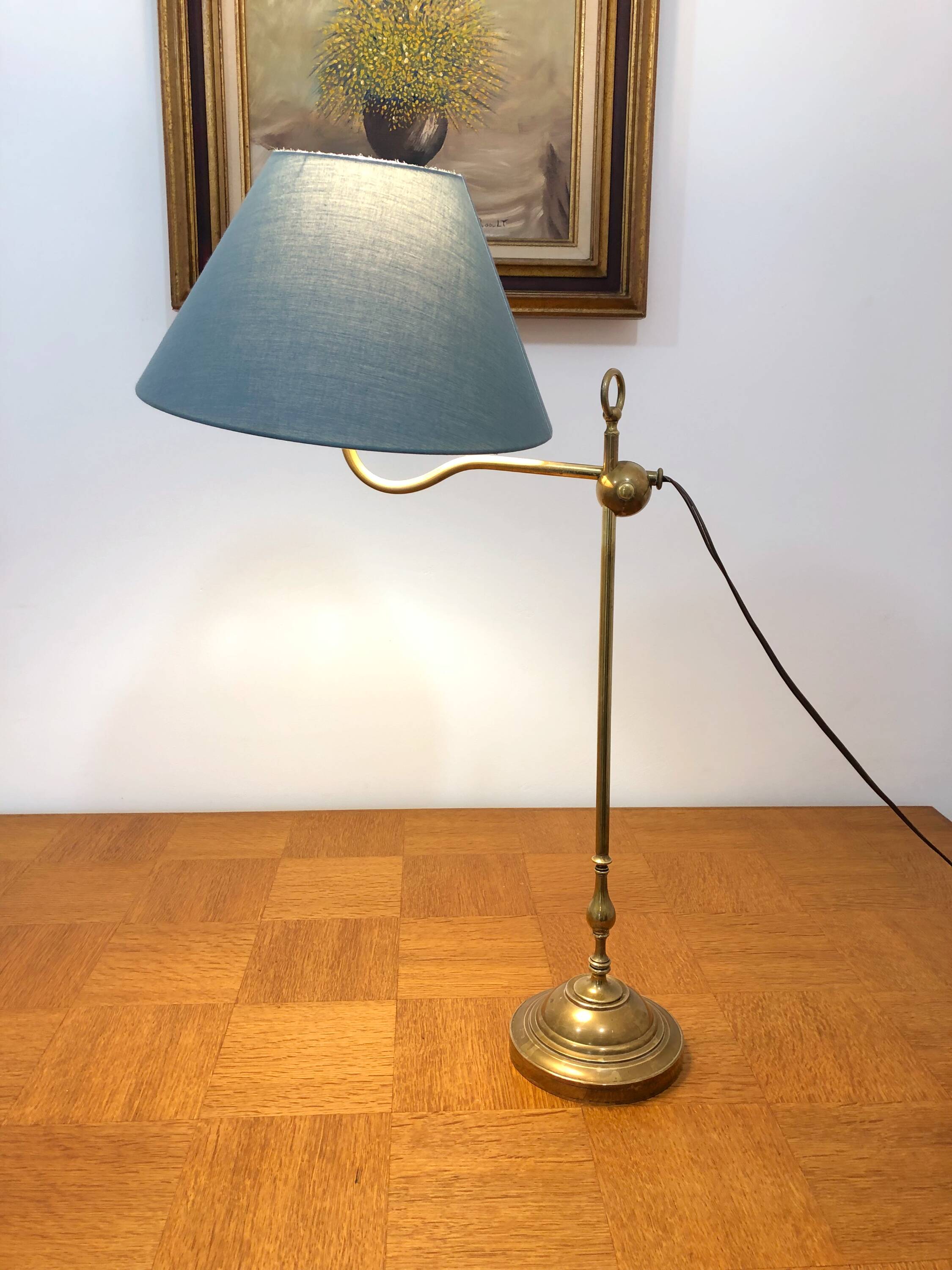 Patinated brass desk lamp, 19th century