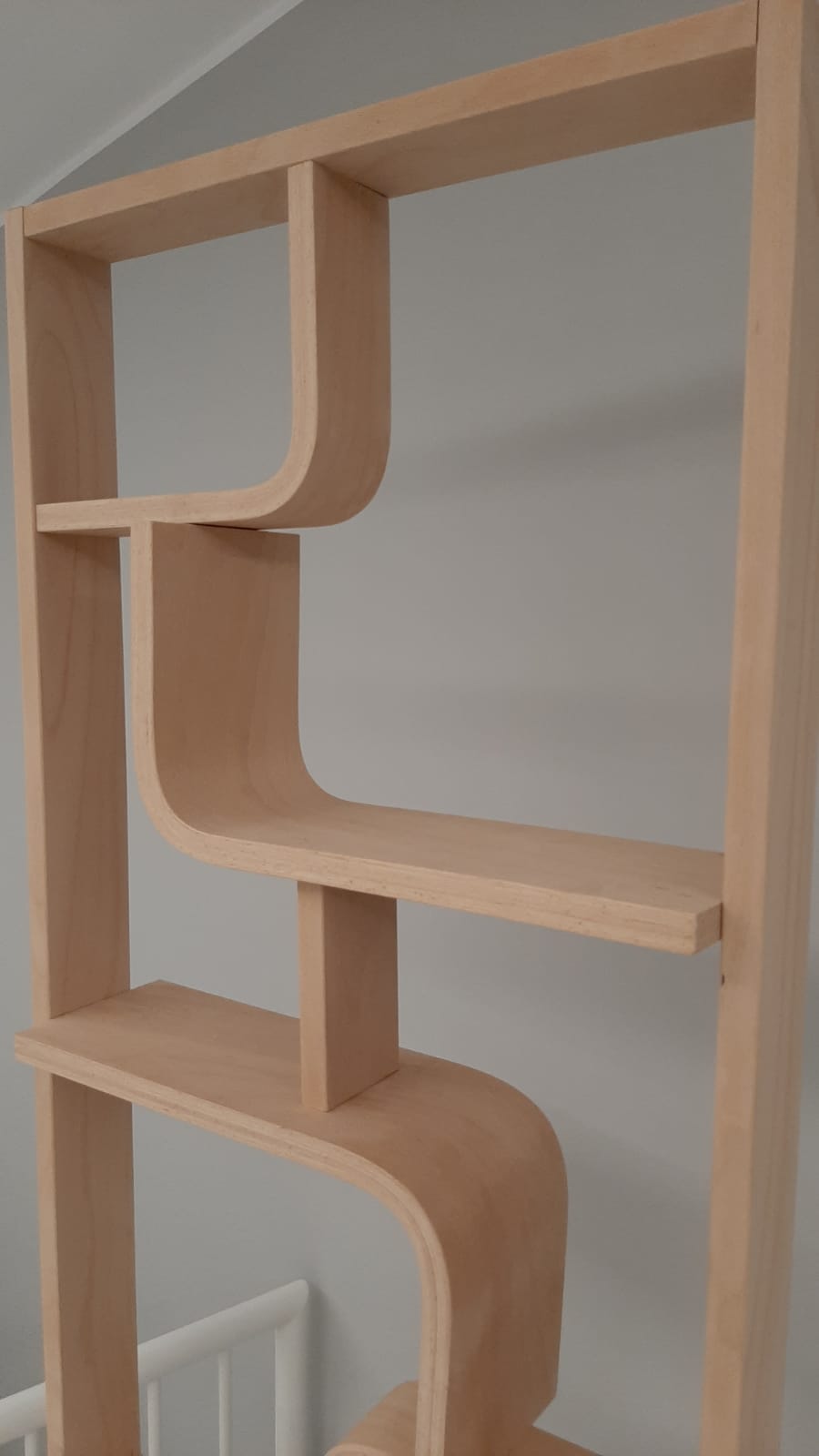 Curved plywood wall, bookcase, flowerbed, Volak by Holesov, 1960s Czechoslovakia