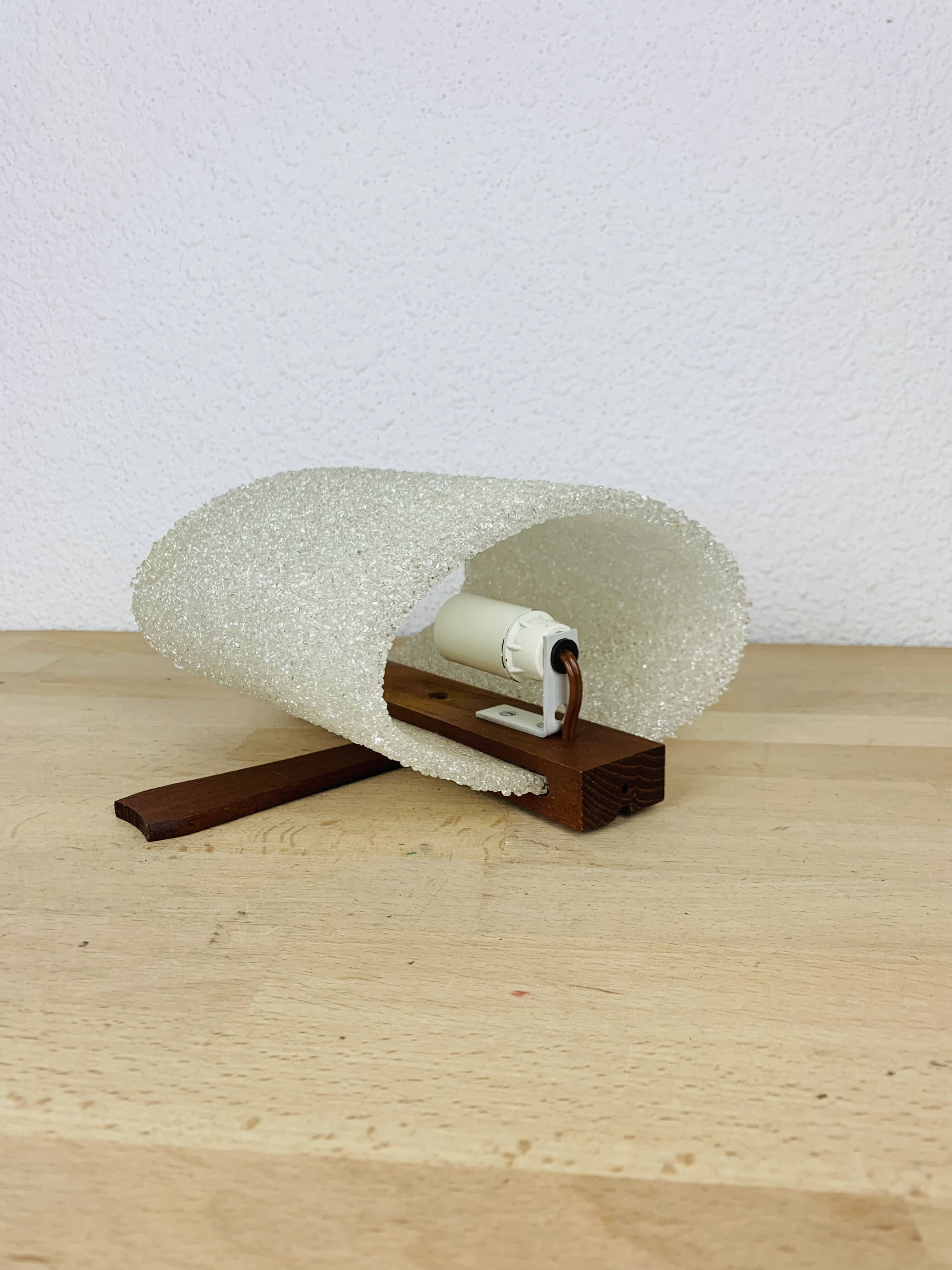 Scandinavian teak perspex wall light from the 60s