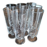 Set of 8 vintage glass champagne flutes Luminarc transparent Sweden model