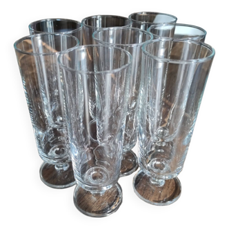 Set of 8 vintage glass champagne flutes Luminarc transparent Sweden model
