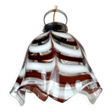 Brown Murano glass Fazzoletto pendant by AV Mazzega, Italy, 1970s