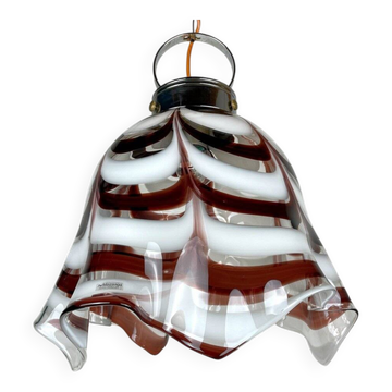 Suspension en verre de Murano marron Fazzoletto par AV Mazzega, Italie, années 1970