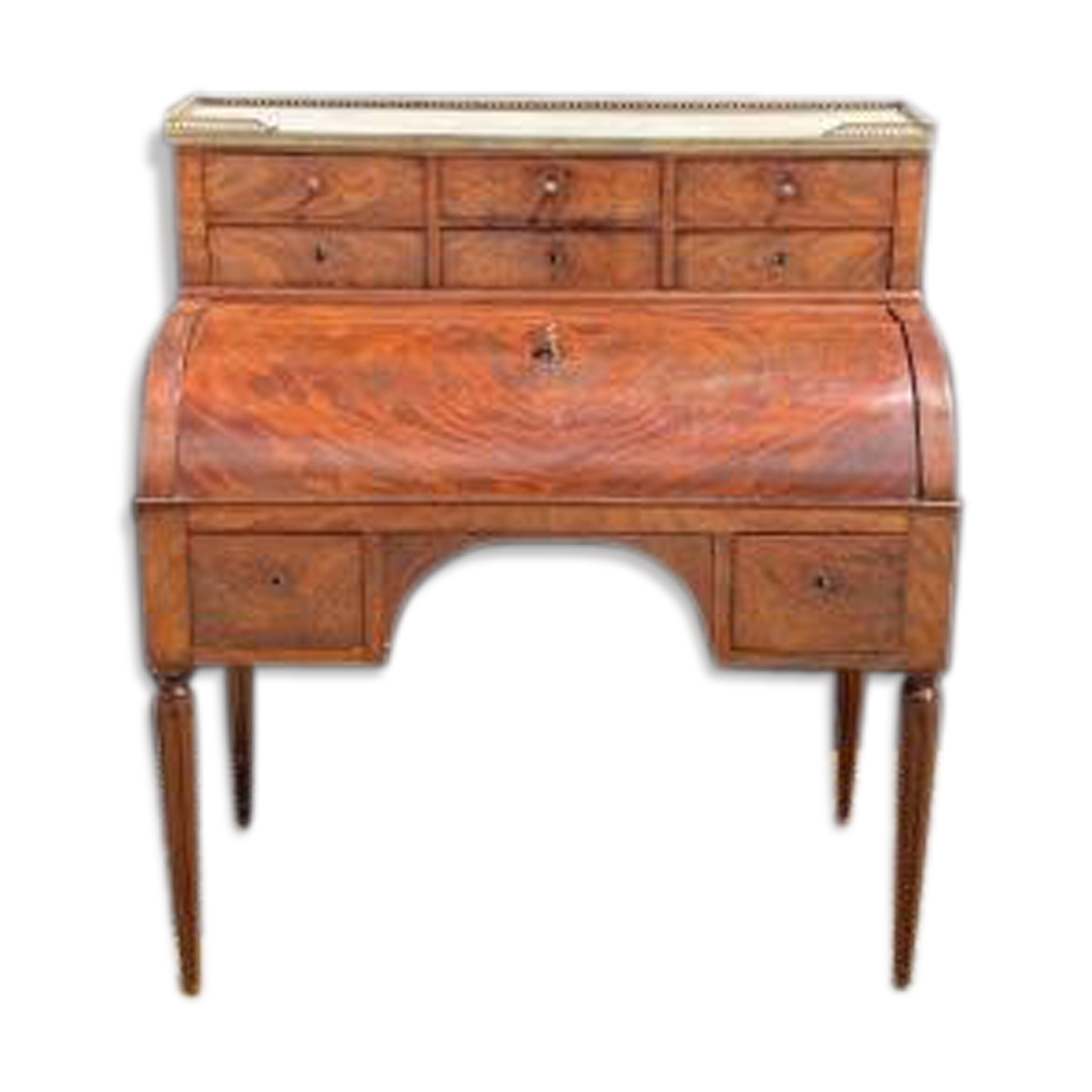 Restoration-era mahogany cylinder desk