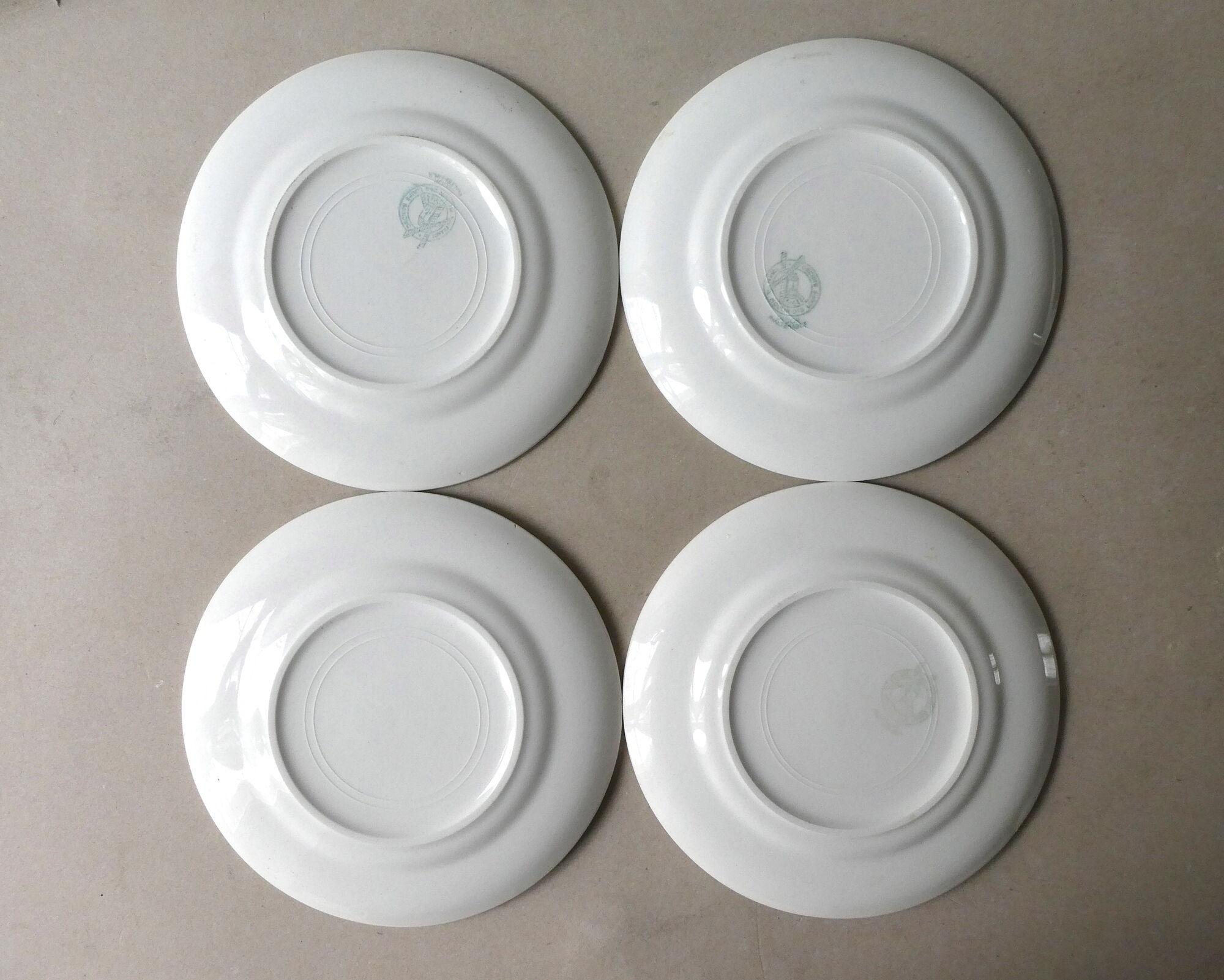 4 plates for dessert decoration blue flowers Orchies mills of the wolves