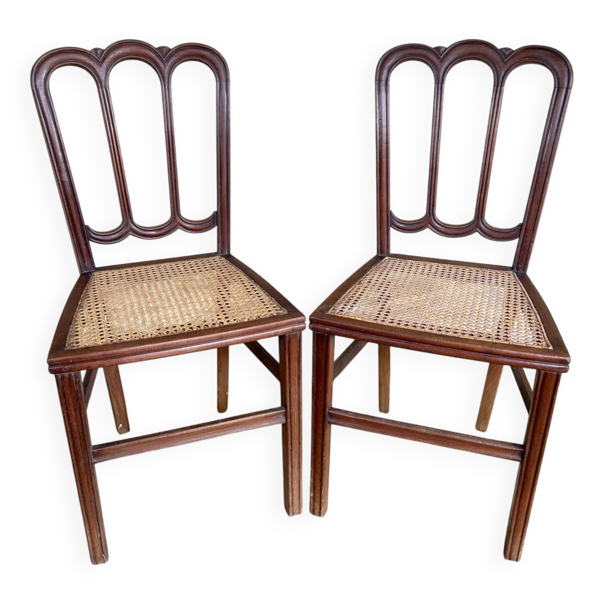 Pair of late 19th century mahogany bistro chairs