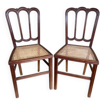 Pair of late 19th century mahogany bistro chairs