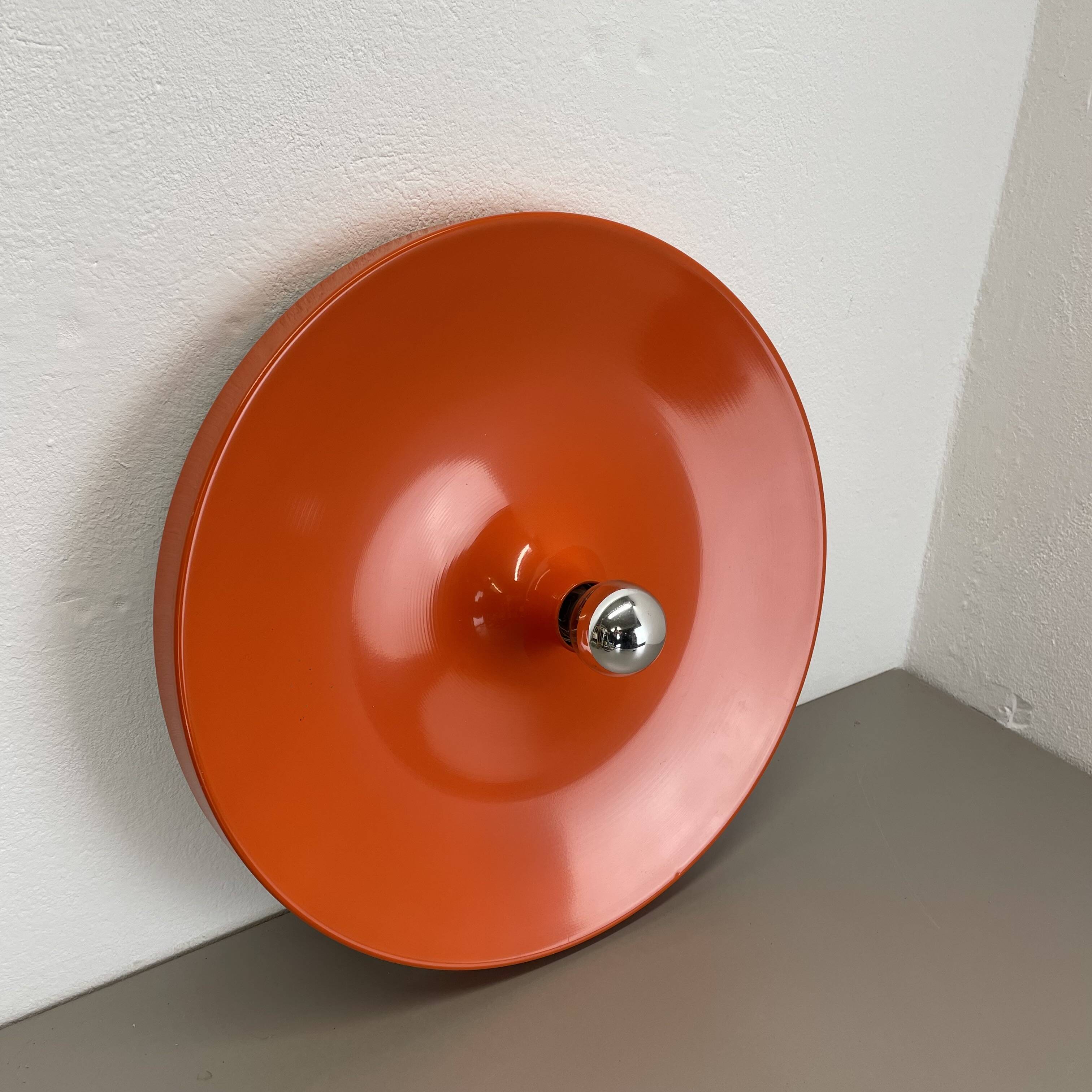 Rare Orange 50cm Charlotte Perriand Disc Wall Light by Staff, Germany 1970