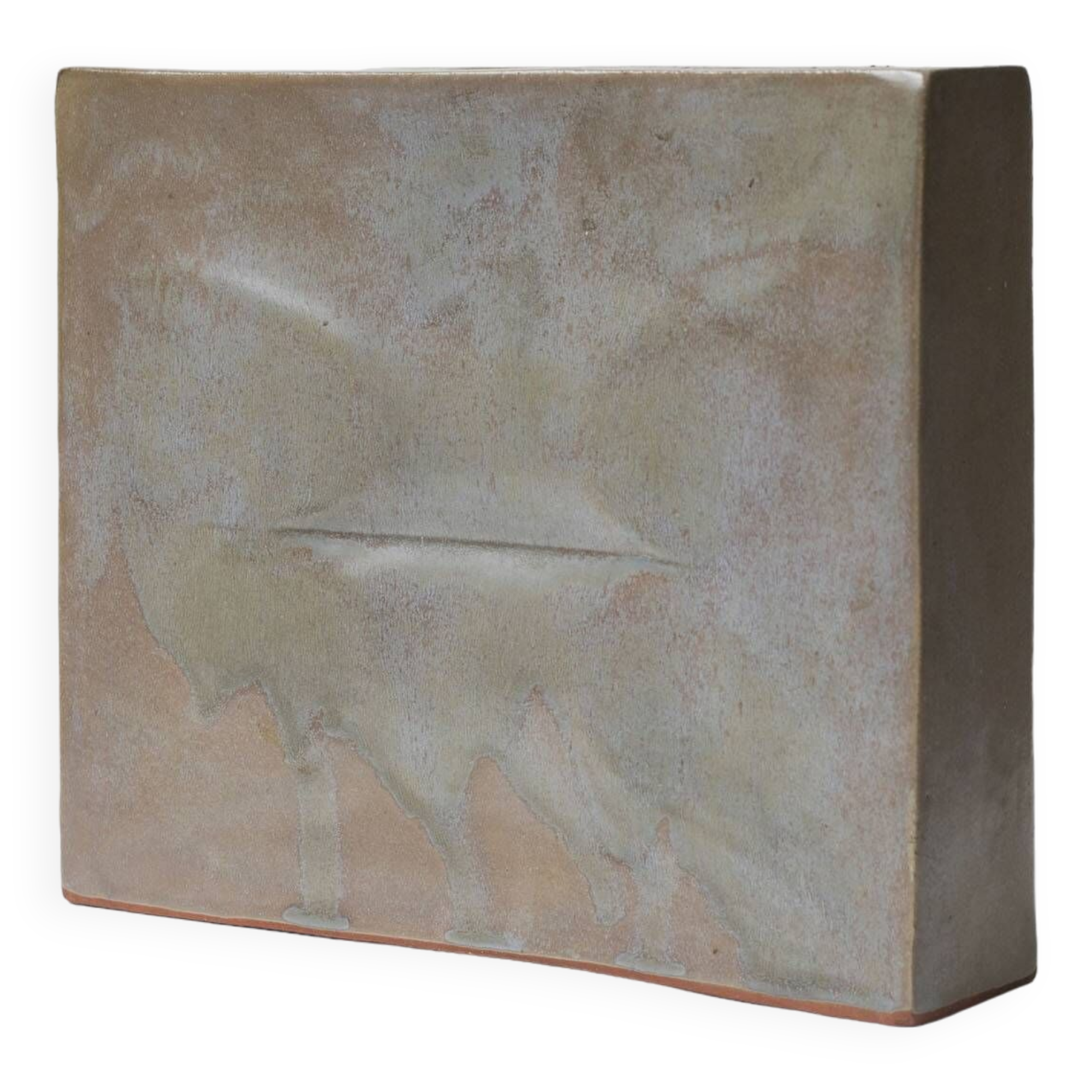 Unique square ceramic vase, Czechoslovakia, 1960s