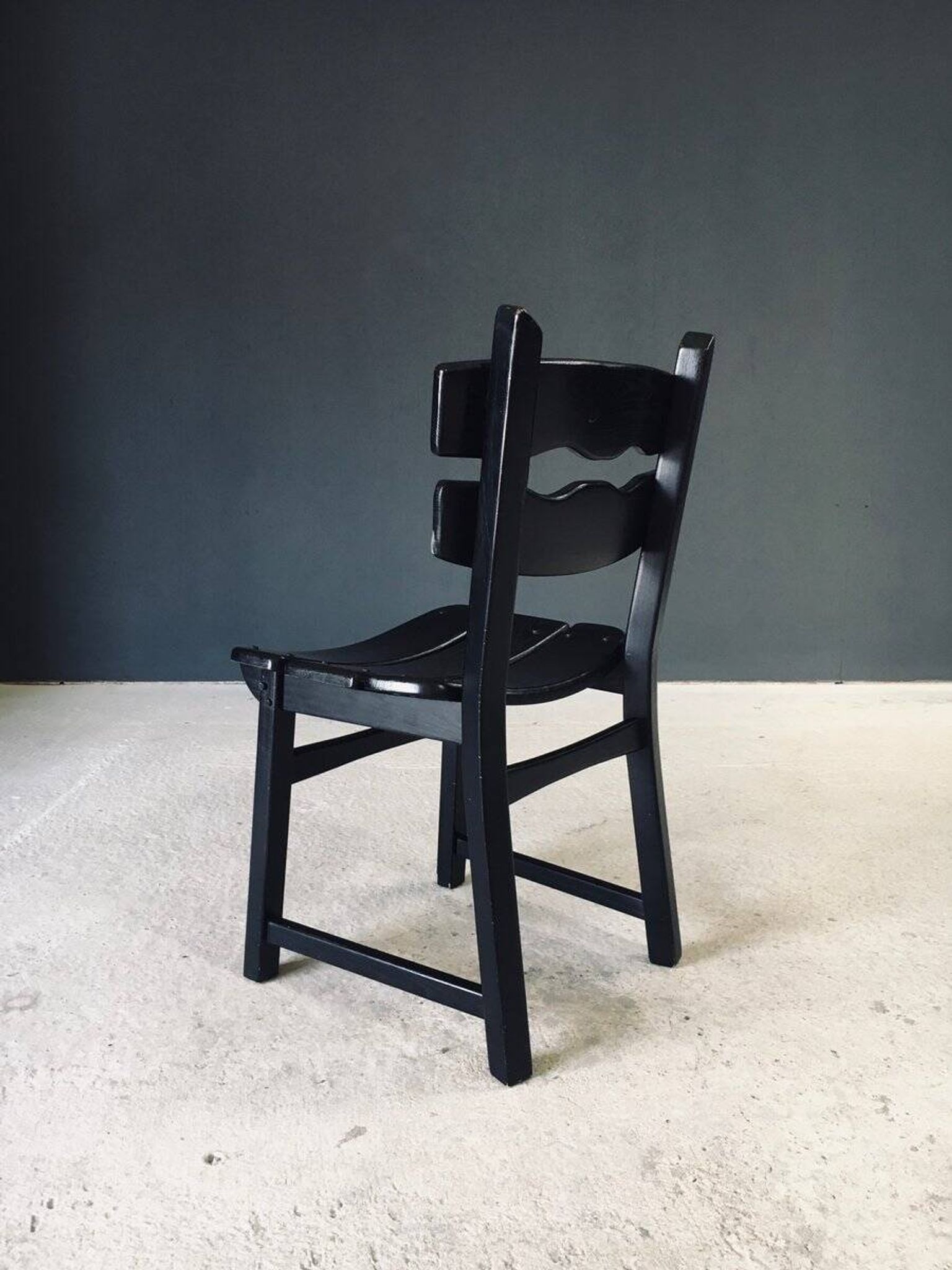 Brutalist dining chairs by Dittmann for Awa Radbound, Netherlands, 1970s, set of 6.