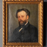 Oil on canvas portrait of bearded man XIXth Stamp Jerome Ottoz H