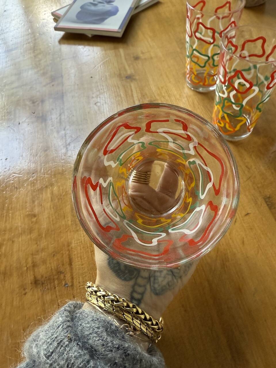 Set of 12 graphic glasses 1970