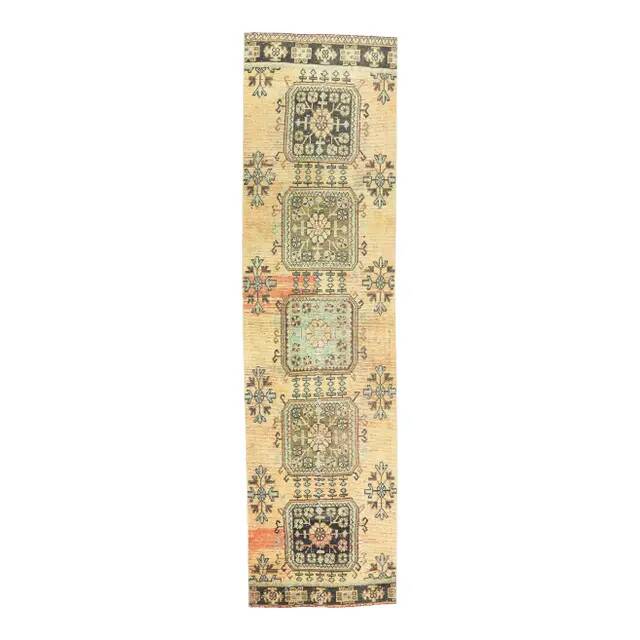 Turkish Oushak Orange Wool Rug 90x342