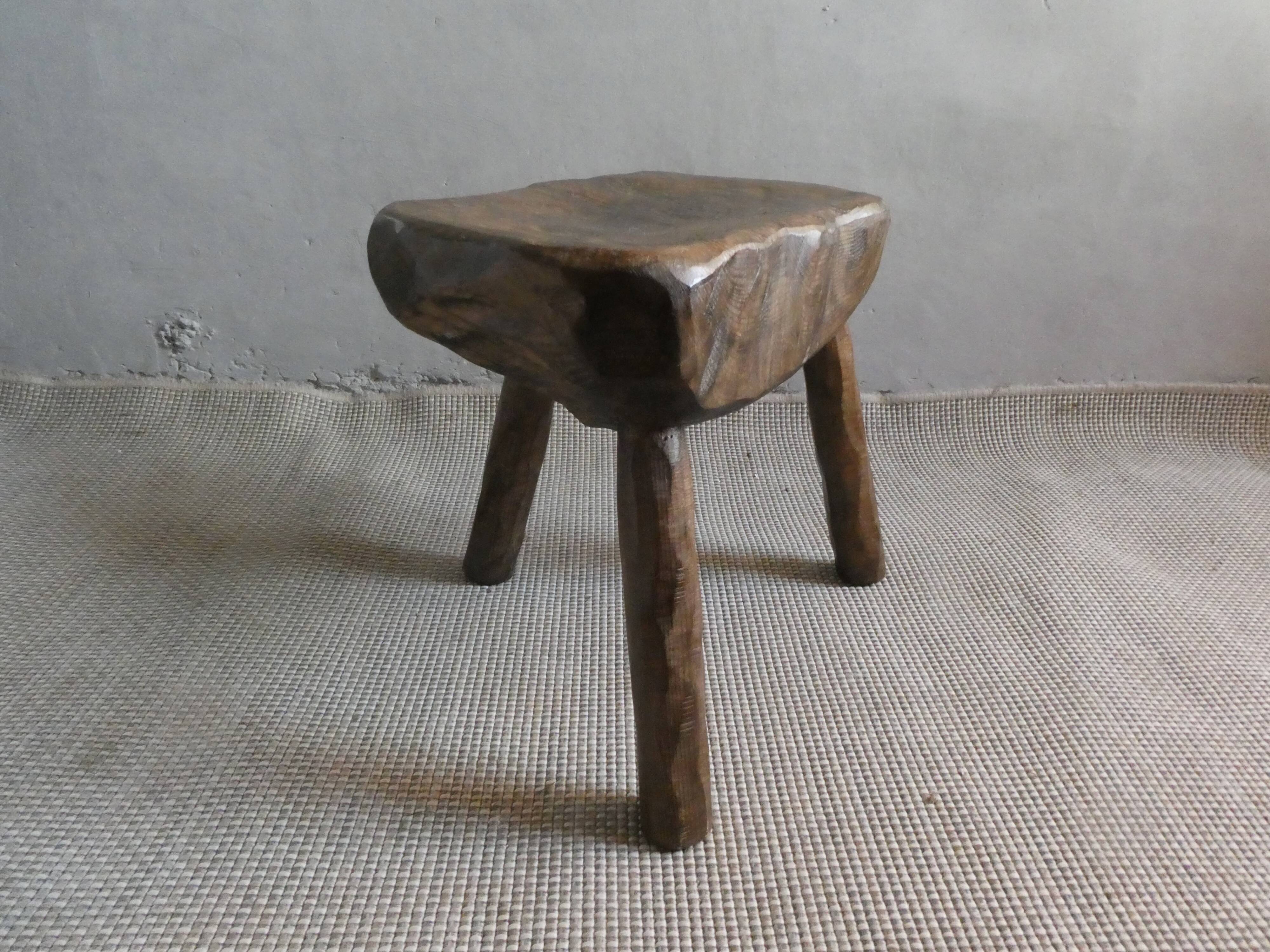 Cowherd stool, milking, solid wood, 1950s