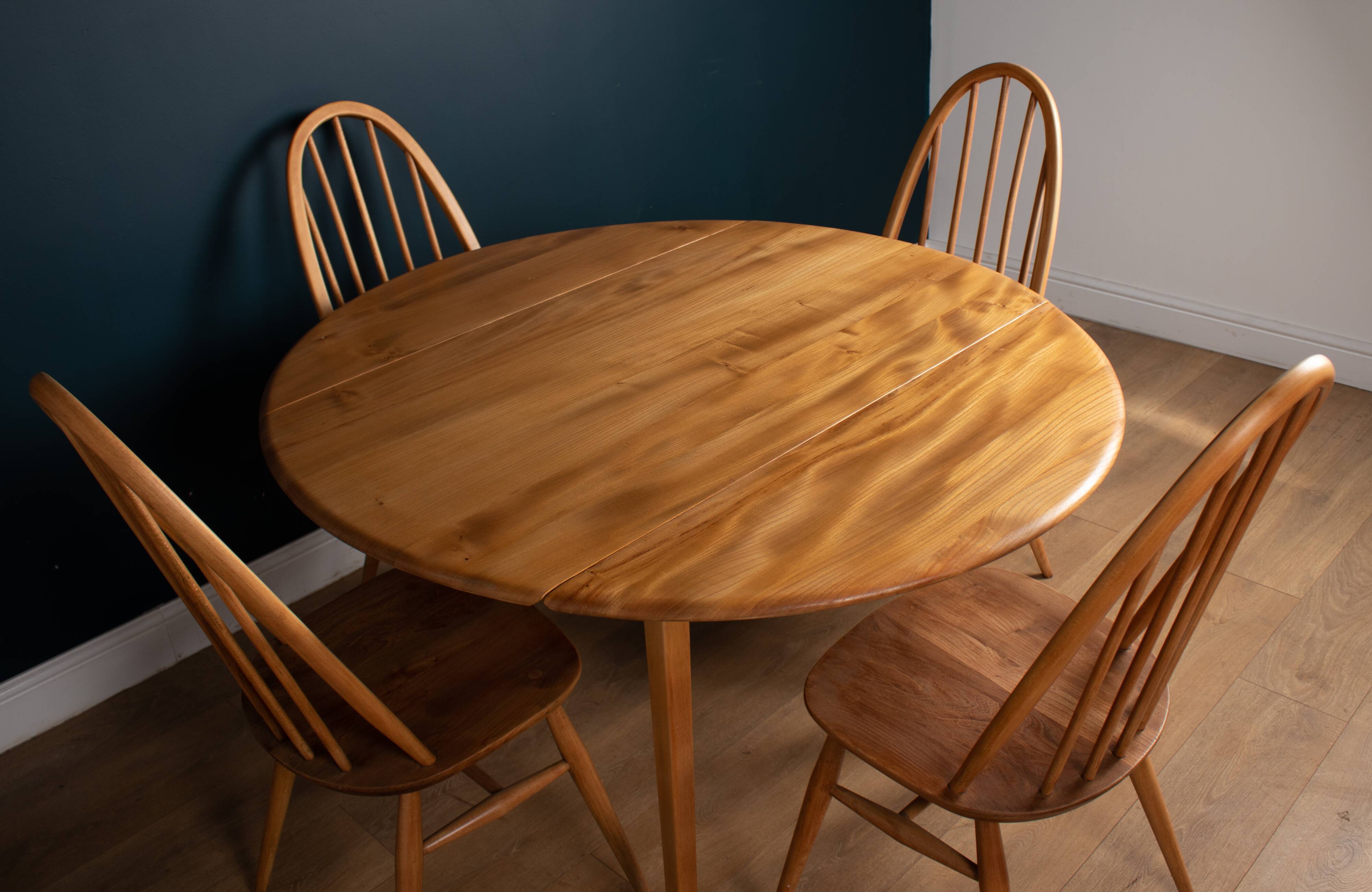 Restored Vintage Retro Ercol 1960s 384 Round Dining Table & 4 370 Windsor Arm Chairs Regular price