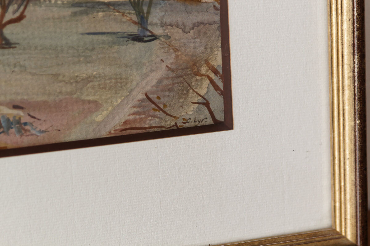 Watercolor Claude Lyr, My garden at Easter