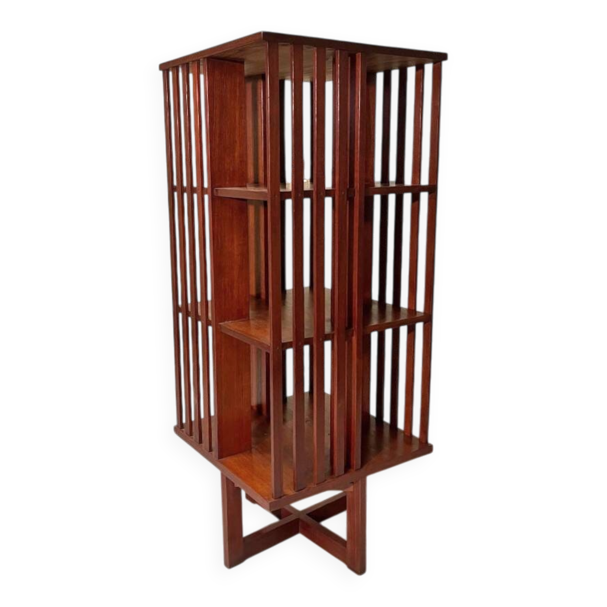 Rotating teak bookshelf from the 60s-70s.
