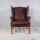 English Georgian Style Brown Leather Wingback Armchair