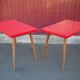 Vintage bistro table, wooden table and red formica feet compass, kitchen, countryside