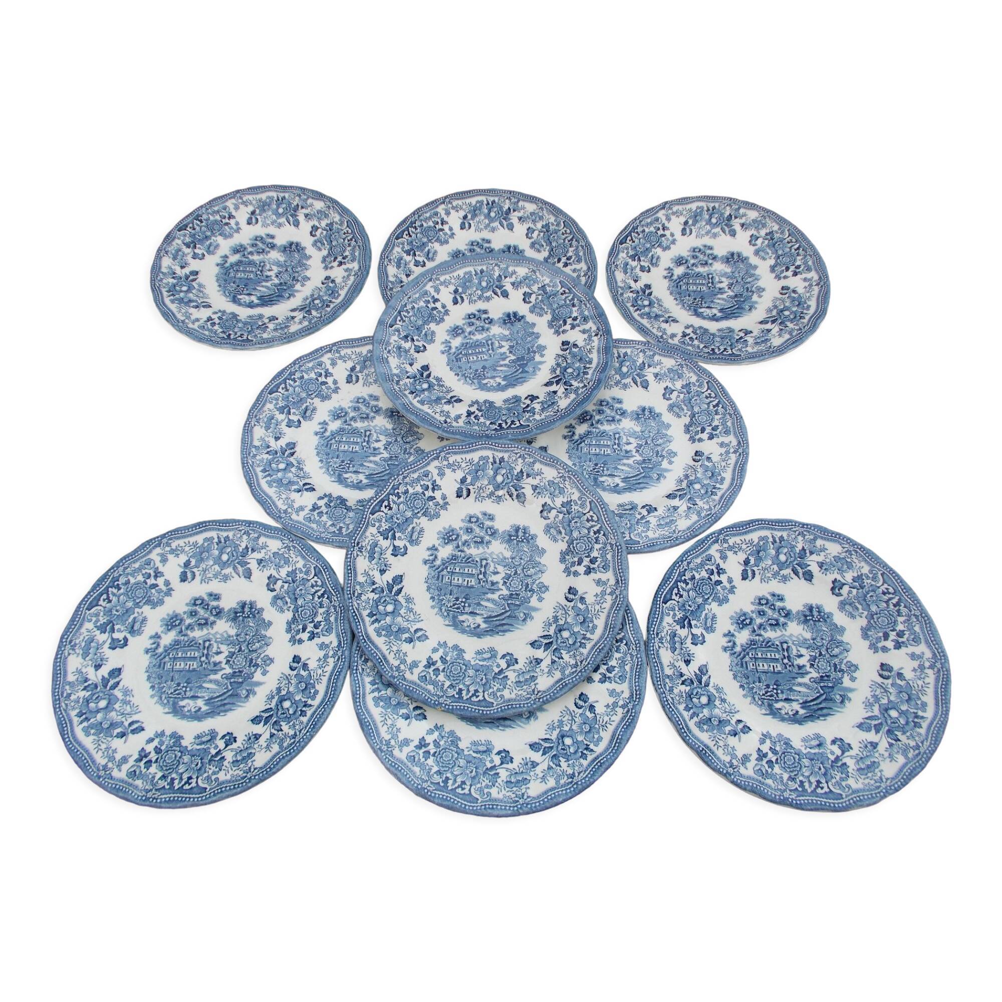 English Faience Myott Meakin vintage 10 dessert plates