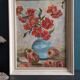 Vintage French oil painting of flowers